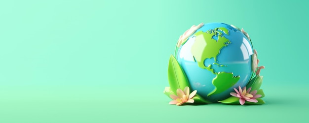 Ekologiczna planeta Ziemia Banner Save the World Earth Day Dzień Środowiska Generatywna sztuczna inteligencja