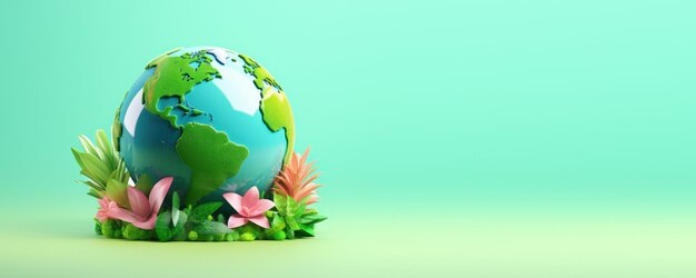 Zdjęcie ekologiczna planeta ziemia banner save the world earth day dzień środowiska generatywna sztuczna inteligencja