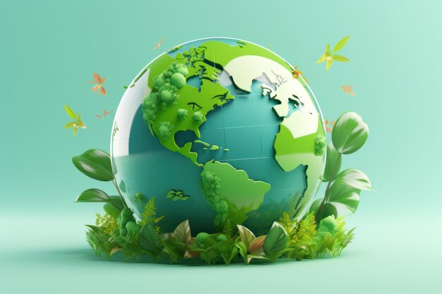 Ekologiczna planeta Ziemia Banner Save the World Earth Day Dzień Środowiska Generatywna sztuczna inteligencja