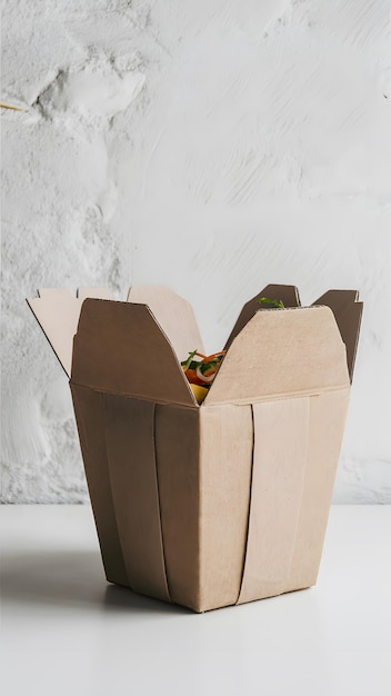 Zdjęcie ekologiczne pudełko na wynos gotowe do dostarczania pysznych potraw