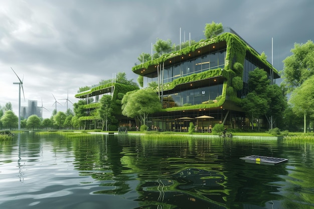 Ekologiczny budynek biurowy zasilany odnawialnymi źródłami energii