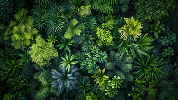 Zdjęcie ekomosaik składający się z kwitnących zielonych roślin przypominających bujną oazę