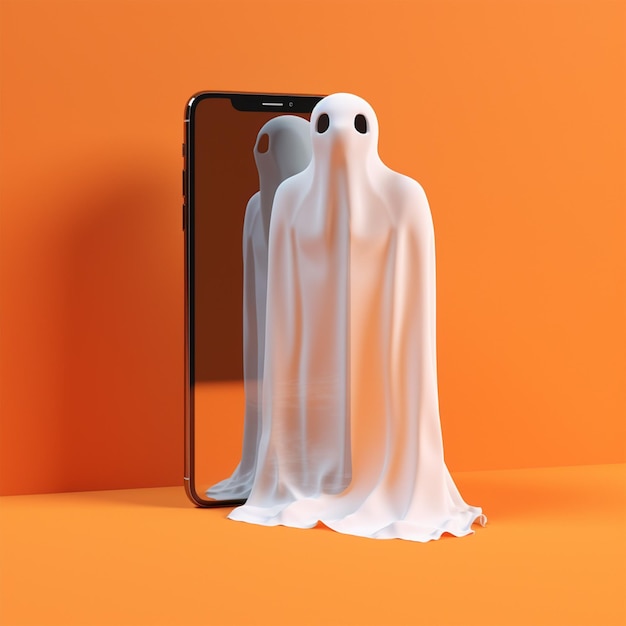 Ekran telefonu ducha z kostiumem ducha