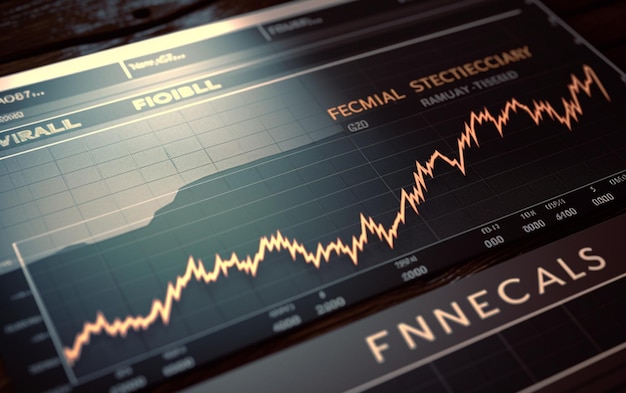 Ekran z wykresem z napisem „finanse”.