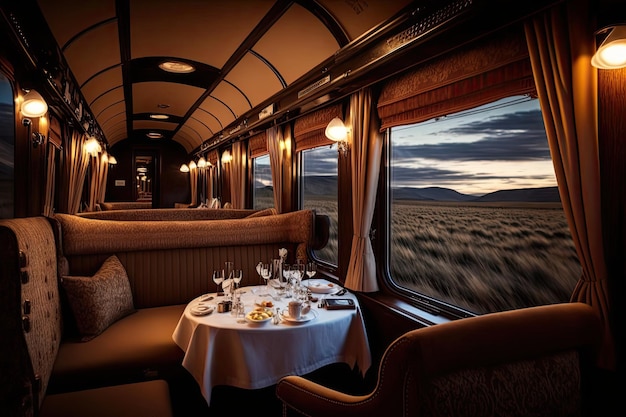 Ekskluzywny pociąg ze skórzanymi siedzeniami fine dining luksusowe doznania kąpielowe
