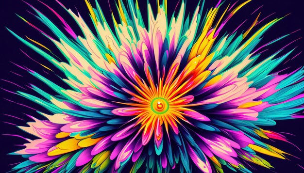 Zdjęcie eksplodujące kwiaty fotonowe, farba akrylowa, maksymalizm