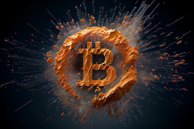 Zdjęcie eksplodujący pożar kryptowaluty bitcoin symbol