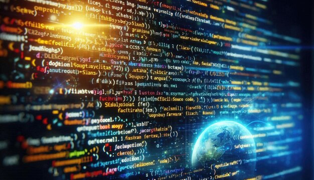 Eksploracja CSS JavaScript i HTML Closeup na Function Source Code i IT Technology Background
