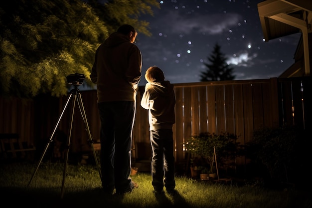 Zdjęcie eksploracja gwiezdnej nocy za pomocą teleskopu