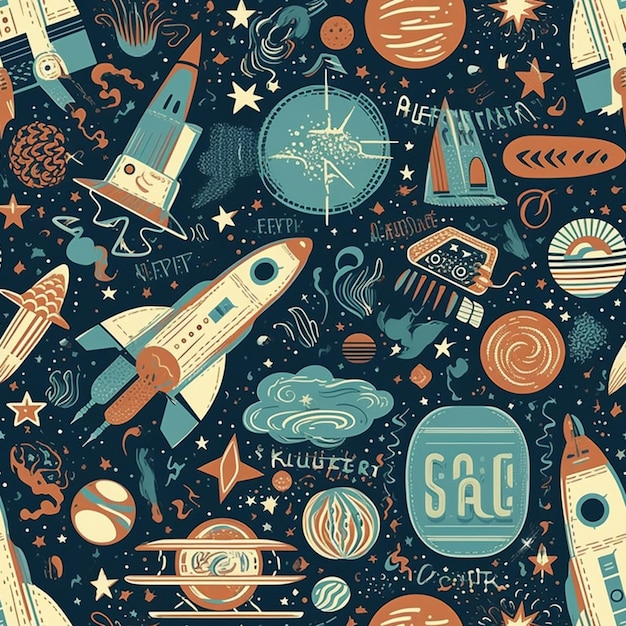 Eksploracja kosmosu Astronautyka i wzorce niebieskie dla ilustracji o tematyce kosmicznej i Backgr