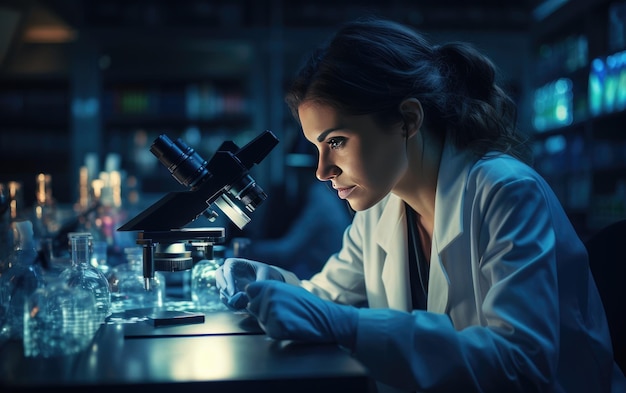 Eksploracja laboratoryjna Kobieta naukowiec badająca próbki