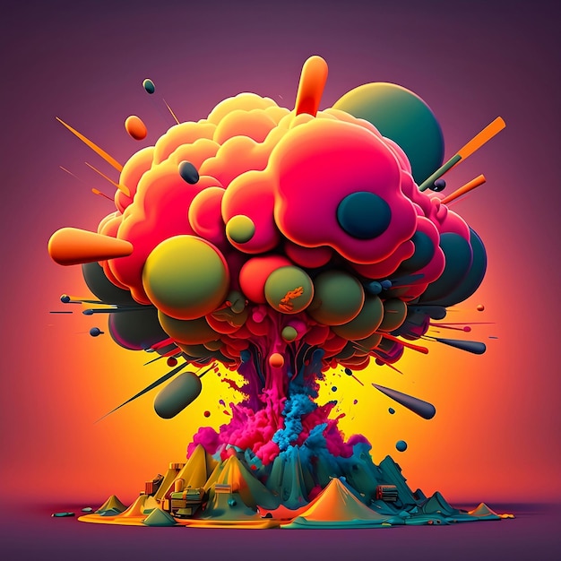 Zdjęcie eksplozja bomby kolorowe papierowe minimalna koncepcja kreatywna cięcie papieru czerpanego styl pop-artu