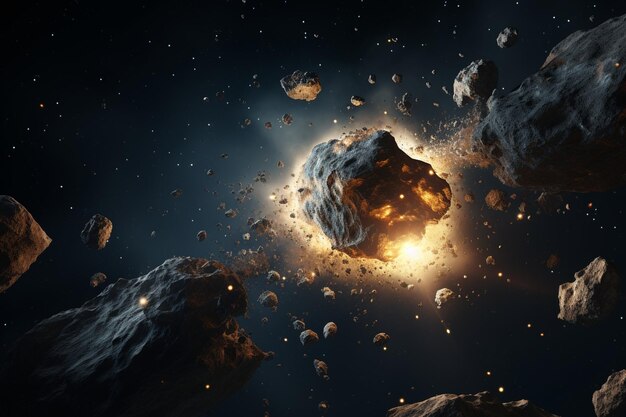 Zdjęcie eksplozje asteroid na pobliskich asteroidach