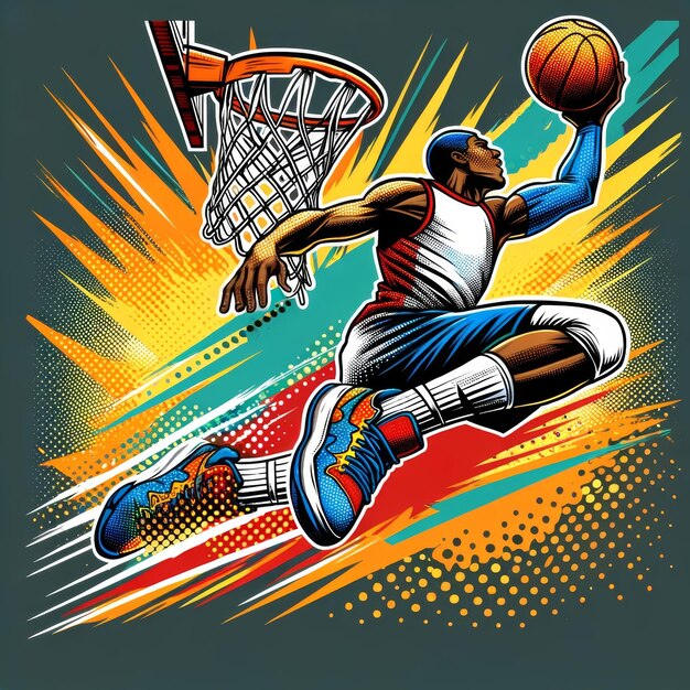 Eksplozywny Pop Art Basketball Dunk ActionPacked