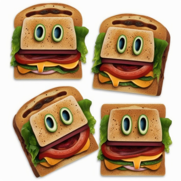 Zdjęcie ekspresyjny emotikon emoji chleba