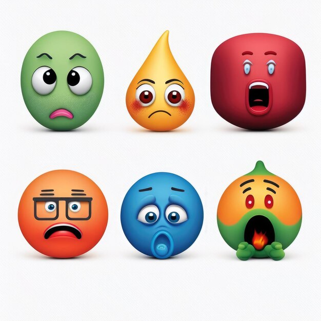 Zdjęcie ekspresyjny emotikon twarzy emoji kolorowany atramentem