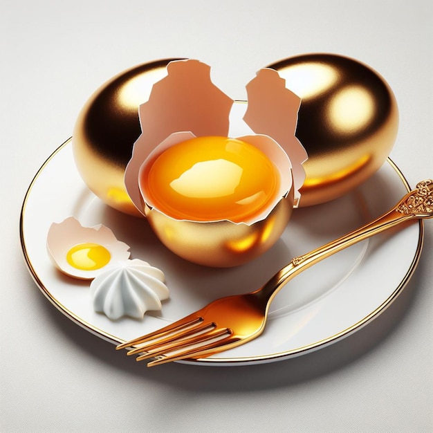 Zdjęcie ekstrawaganckie jajko rozbite z dostępną przestrzenią