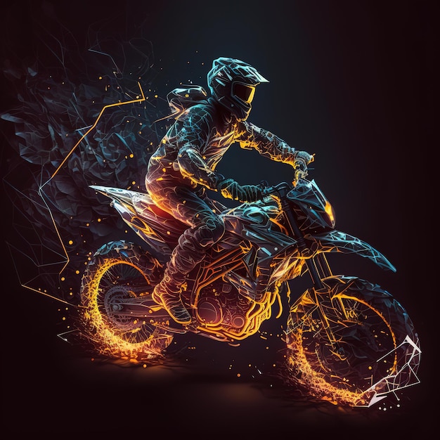 Ekstremalne wyścigi motocyklowe Ilustracja z lekką smugą Sylwetka rowerzysty w sporcie motorowym
