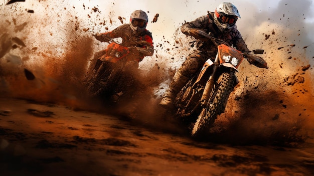 ekstremalne zawody motocyklowe enduro motocyklista na piasku