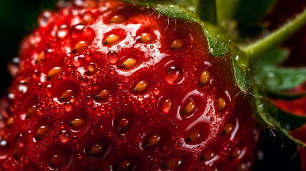 Ekstremalne zbliżenie owoców truskawek Generative AI