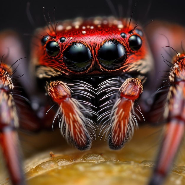 Ekstremalne zbliżenie pająka z makrofotografii owadów