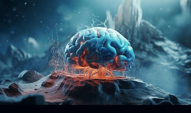 Ekstremalne zdjęcie mikroskopu zdjęcie mózgu z generatywną ai góry