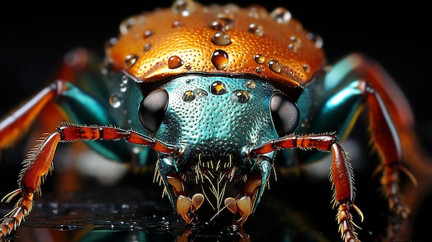 Zdjęcie ekstremalny hyperzoom pokazujący szczegóły chrząszcza