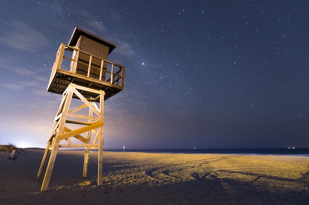 El Palmar Plaża Pod Niebem Pełnym Gwiazd, Przy Vejer De Los Angeles Frontera Przy Cadiz Regionem, Andalucia, Hiszpania.