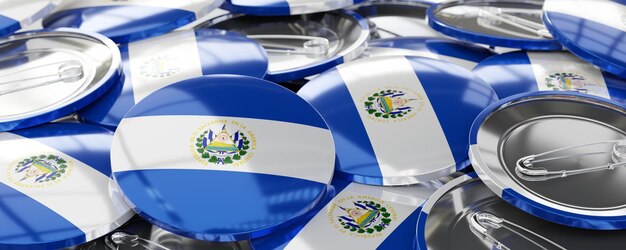 El Salvador okrągłe odznaki z flagą kraju głosowanie koncepcja wyborów ilustracja 3D