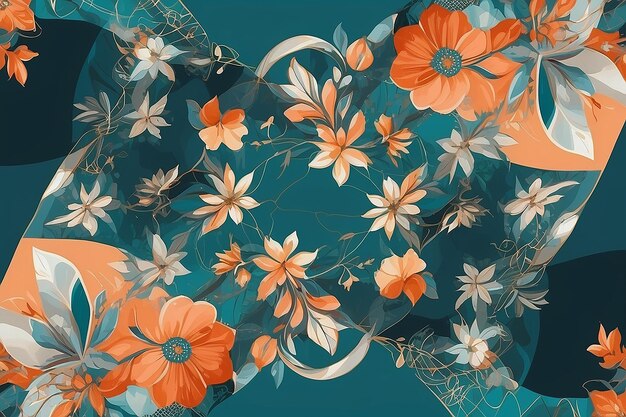 Elegance in Bloom Silk Scarf Pattern z kwiatowym ecoprintem i elementami geometrycznymi do mody i akcesoriów