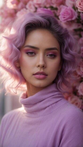 Elegancia Eslava en Luz Diurna Emulada Tonos Pastel y Labios Rosa Palido