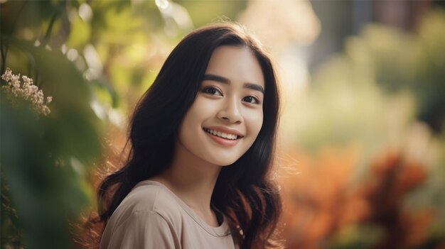elegancka azjatycka kobieta uśmiechający się tło
