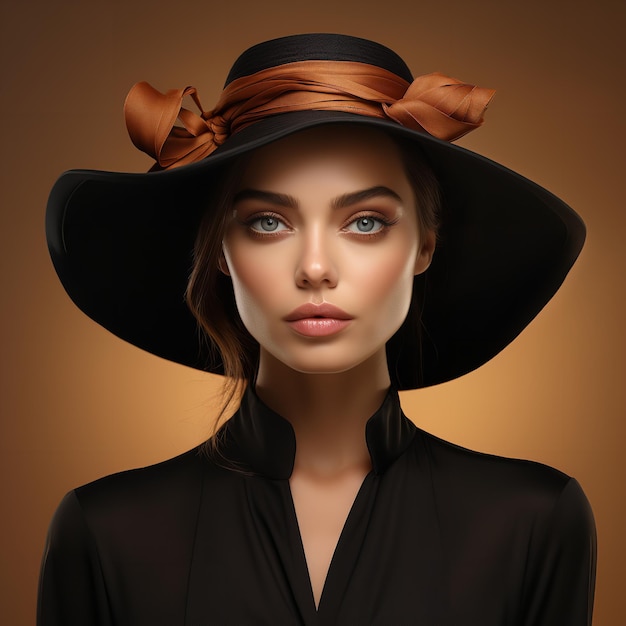 Elegancka fashionista nosi modny kapelusz Generative Ai