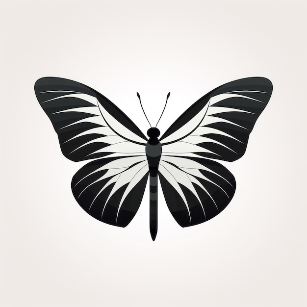 Elegancka ikona wektora motyla z ciemnym czarno-białym stylem