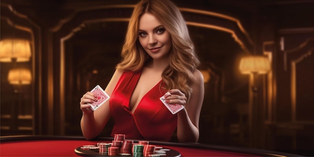 elegancka kobieta z ilustracją gier kasynowych