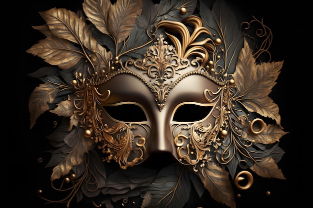 Elegancka kompozycja z wenecką maską karnawałową renderowania 3d