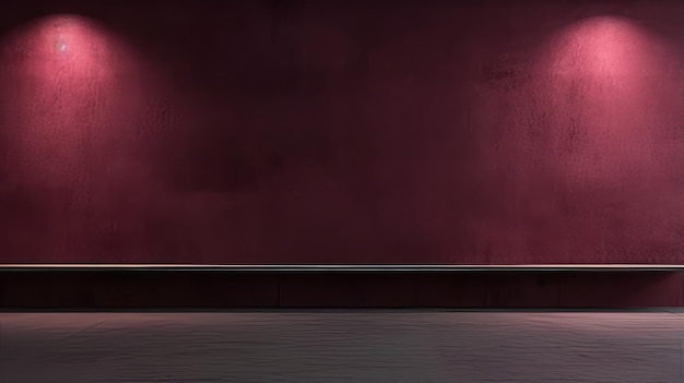 Elegancka minimalistyczna bordowa ściana z światłocieniem do prezentacji przemysłowej