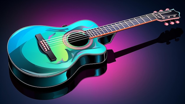 Elegancka nowoczesna gitara akustyczna z bogatym dźwiękiem Cyfrowy obraz koncepcyjny
