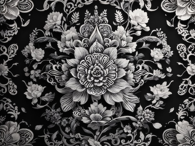 Elegancki czarno-biały tajski wzór