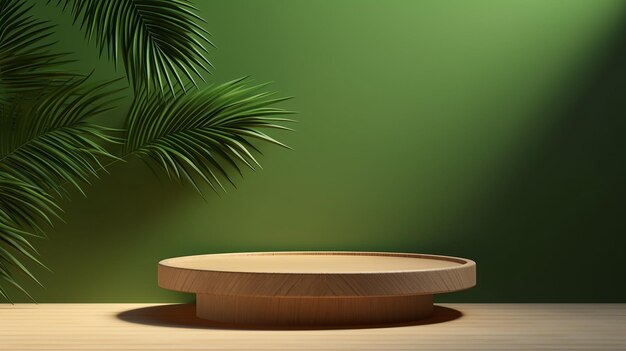 elegancki geometryczny wzór drewniane podium z drewna dębowego piękne z zieloną ścianą