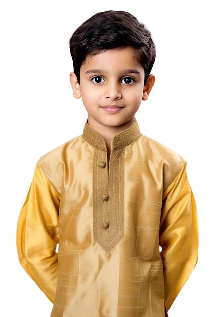 Elegancki indyjski chłopiec w tradycyjnym Kurta Churidar odzwierciedlający ponadczasową kulturę