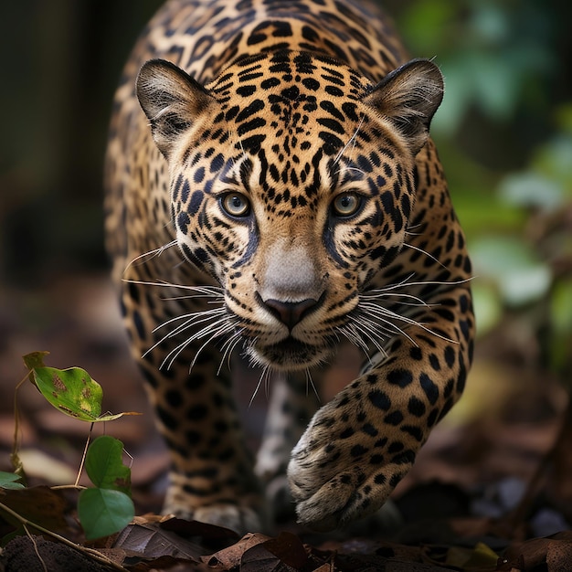 Elegancki Jaguar w lesie deszczowym