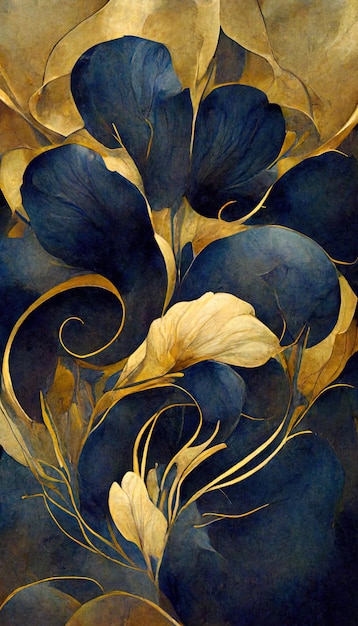 Elegancki kwiatowy tło w stylu Art Nouveau Retro dekoracyjny wzór kwiatowy ilustracja 3D