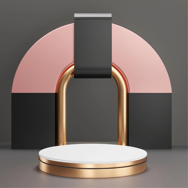 Zdjęcie elegancki okrągły piedestal z zasłoną tkaninową platforma wystawiania produktów rendering 3d