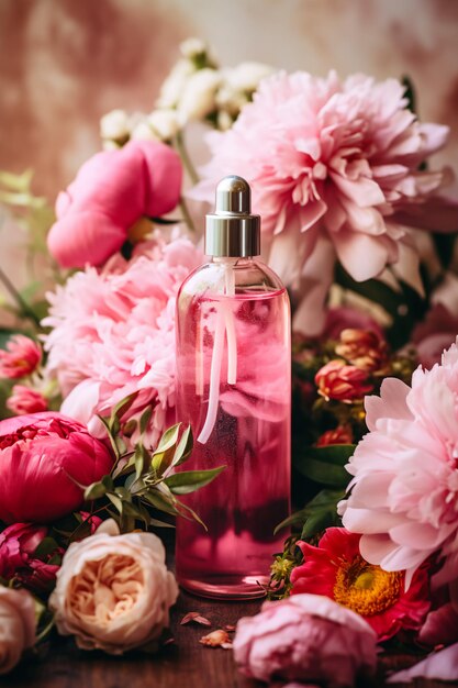 Zdjęcie elegancki różowy baner produktów do pielęgnacji ciała