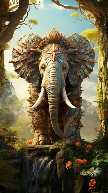 Elegancki słoń w bujnym lesie