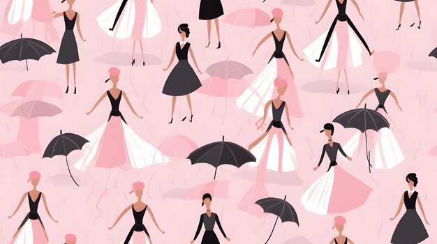 Zdjęcie elegancki wzór tancerzy baletowych na blado-różowym tle