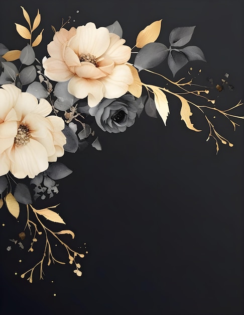 Zdjęcie elegancki wzór zaproszenia ślubnego z dekoracją kwiatową w stylu ilustracji wektorowej