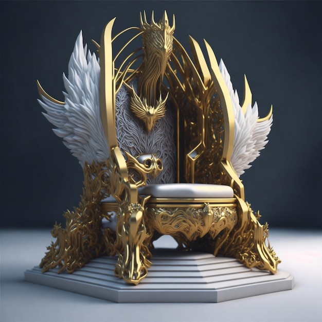 Elegancki złoty tron i piękny