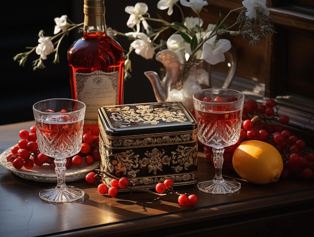 Eleganckie barokowe święto Xmaspunk Święto Bożego Narodzenia Pudełko z winami